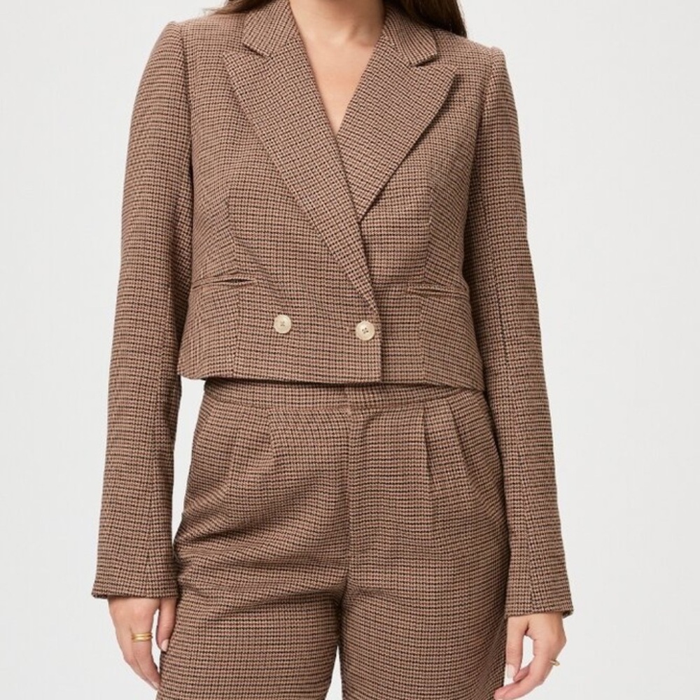 PAIGE Brown Checkered Blazer